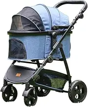 Hakusan First Stroller Mini Dog Cart, One Size, Denim Blue x Black