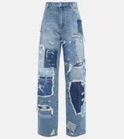 [Dolce & Gabbana] Dolce & Gabbana Patchwork wide-leg jeans AU 14 blue