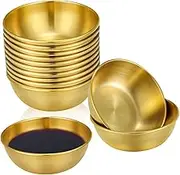 WATIIFUFU 10pcs Stainless Steel Spice Plates Round Shape Dipping Bowls for Sauces Seasonings Appetizers High Temperature Resistant Serving Dishes for Home Restaurant Use
