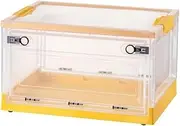Large Capacity Storage Box, Foldable Plastic Organizer With Lid, Stackable Square Trunk For Home Organization, Top/Side Open Design For Easy Access