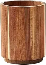 Wooden Utensil Holder - Cooking Utensil Holder | 7.1 Inch Rotating Cutlery Organizer | Large Fork & Spoon Rack, Natural Wood Finish, Non-Slip Base, Easy Access Design, Ideal For Dining, Kitchen, Campi