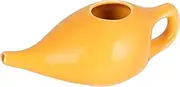 WG inc Ceramic Neti Pot Large Durable Handcrafted Nasal Cleaning Cup for Sinus & Congestion Relief Leakproof Dishwasher Safe Natural Treatment with Unbleached Cotton Napkin (Yellow)