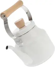 BRIGHTFUFU Enamel Tea Kettle for Stovetop Boiling Vintage Design Water Pot with Wooden Handle for Green Black and Herbal Tea Lovers Lightweight Enameled Teapot