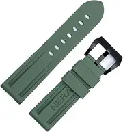 AEMALL Fluorine Rubber 22mm 24mm Watch Band Silicone Watchband for Panerai Watch Strap (Color : Green Blk Buckle, Size : 22mm)