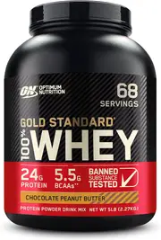 Optimum Nutrition Gold Standard 100% Whey Protein Powder, Chocolate Peanut Butter, 5 Pound