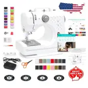 Lightweight 6V Compact Sewing Machine with 42-Piece Beginners Kit in Gray/White