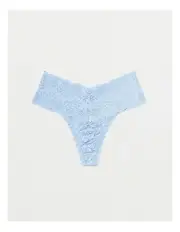 [Aerie] Show Off Rosey Lace Thong Underwear in Blue