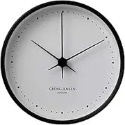 Georg Jensen Wall Clock with White Dial - Black Stainless Steel and ABS Plastic - Designed by Henning Koppel - Quartz Movement - 22 cm