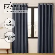 Artiss 2X Blockout Curtain Blackout Window Curtain Draperies Pair Eyelet Bedroom