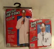 Doctor's Physician Lab Coat Adult Halloween Costume One Size w/ Stethoscope New