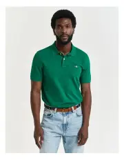 [Gant] Regular Fit Shield Piqu Polo Shirt in Deep Green