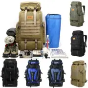 Outdoor 70L Camping Hiking Backpack Men Backpacking Canvas Military Tactical Bag