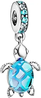 [ZURWTCH] Murano Glass Sky Blue Sea Turtle Dangle Charm Fit Women Bracelet Necklaces Fashion Gifts 925 Sterling Silver DIY Jewelry
