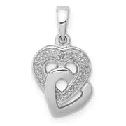 Sterling Silver Rhodium Diamond Accent Heart Pendant