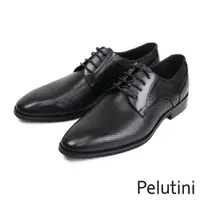 在飛比找momo購物網優惠-【Pelutini】壓紋多孔造型綁帶德比鞋 黑色(PE288
