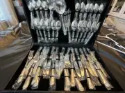 50 Piece DAVCO Silver Co Flatware 12 Place Setting Set Rose Design New Silverwar