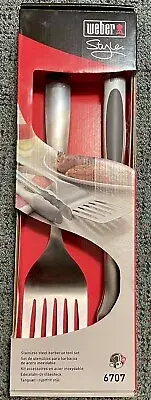 NOS Weber 6707 2-Pc. Deluxe Stainless Steel BBQ Tool Set