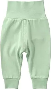 [EISHOW] Baby Cotton Baggy Pants, Kids Newborn Babies Harem Bottoms Sweatpants, Unisex Boys &Girls Elastic Pants Trousers, Light Green, 12-18 Months