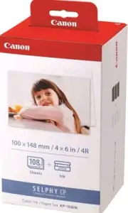 Canon KP-108IN Color Ink/Paper Set for SELPHY CP820 CP910 CP1300 CP1200 Printer