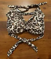 Tempt Me Women’s Summer Beach Leopard Print Bikini Top Halter Neck Sz L - NEW