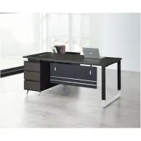 在飛比找Yahoo奇摩購物中心優惠-AS DESIGN雅司家具-克雷格6尺L型黑色辦公桌+側櫃-
