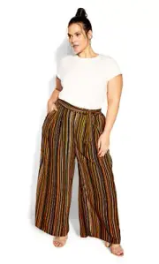 City Chic Ladies Intrigue Full Length Pants size 16 Small Colour Intrigue Stripe