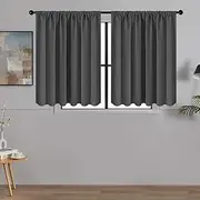 Mrtrees Set of 2 Short Blackout Curtains, Opaque Kitchen Curtains, Panels, Decorative, for Living Room, Bedroom, 120 x 60 cm (H x W), Anthracite