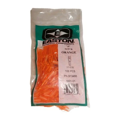 100 Pack Easton H 6mm Arrow Nocks: Orange: 10 Grain: New & Sealed Bag