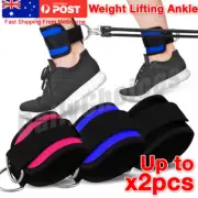Weight lifting Ankle D-Ring Pulley Cable Attachment Gym Leg strap Pair, Blue