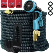 100ft Expandable Garden Hose Flexible Water Hose with 10 Function Spray Nozzle