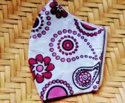Face Mask Adult Unisex Washable Cotton African Print White Pink L Made in Kenya