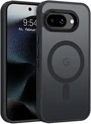 [DOMAVER] for Google Pixel 9a Case, Magnetic Case Compatible with Magsafe, Matte Translucent Skin-Touch Shockproof Protective Phone Cover for Google Pixel 9a, Black