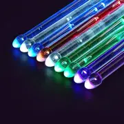 Rechargeable 15 Color Changing LED Light Up Drum Sticks With Storage Bag, Glo...