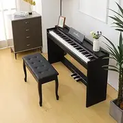 Professional 88-Key Full Size Hammer Action Wooden Digital Piano with 128timbres, 128 Rhythms,80 Demo Songs & Multifunction Control Panel, 88-Key Weighted Piano,Wood Grain Finish, Triple Pedal.