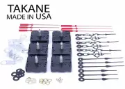 USA Takane Quartz Clock Movements Kit with Hands, 1 1/4" Shaft Length (Set of 6)