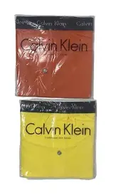 VINTAGE Calvin Klein Men's Traditional Knit Boxer Brief Large Orange Yellow 90’s