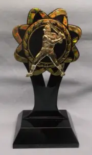 black/gold BASEBALL batter trophy award weighted pop in black base team qty