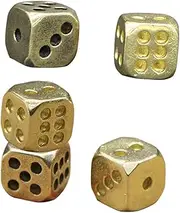 Totority 5pcs Pure Copper Dice Set - Copper Metal Dice (D6, D20) - Weighted Dice - Gold, Silver & Random Color - Vintage Accessories - Suitable for Table Games, Bars & Parties