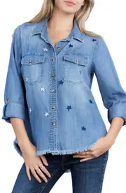 Billy T Embroidered Star Denim Button-Up Shirt at Nordstrom, Size X-Small