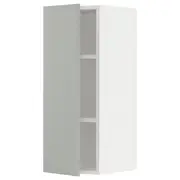 METOD wall cabinet with shelves, white/Havstorp light grey, 30x37x80 cm