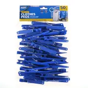 50PCE Clothes Pegs Rust Resistant Non - Staining Strong Grip Blue