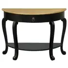 MIREI SOLID MAHOGANY QUEEN ANNE HALF ROUND SOFA TABLE/HALL TABLE BLACK & CARAMEL