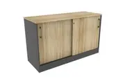 Xavier 2-Door Credenza Sideboard Storage Cabinet 120cm - Oak & Ironstone