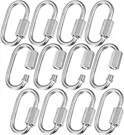 uxcell 12-Pack Quick Chain Link Connector, M4 5/32 304 Stainless Steel D-Shape Locking Repair Chain Links for Swing/Camping/Hiking/Backpack, Twist Key Ring Screw Chain Link [Silver]