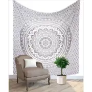 Indian tapestry wall hanging mandala decorate cotton bedspread Ombre Grey Black