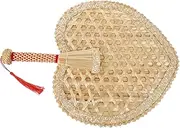 COMNESTBI Handheld Summer Woven Fan Portable Rustic Fan for Camping Elegant Retro Design with Decorative String Lightweight and Sustainable Cooling