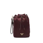 [Prada] Prada Drawstring Metal-logo Bucket Bag ONE SIZE RED