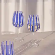 Atlas Blue Stripe Wine Glasses Set of 2 [MUSLATLWS24A]