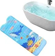 Baby Bath Mat Non Slip,Cartoon Kids Bath Mat for Tub Non Slip - Machine Washable 40 X 16 Inch Toddler BAB Shower Mat with Drain Holes and Suction Cups