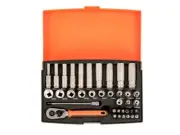 Bahco SL25L 1/4in Deep Drive Socket Set, 37 Piece BAH{SL25L}